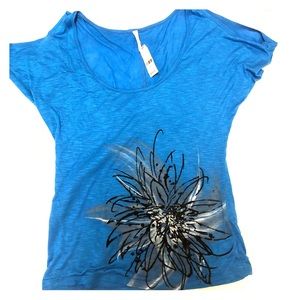 Blue Casual shirt with cutout sleeves